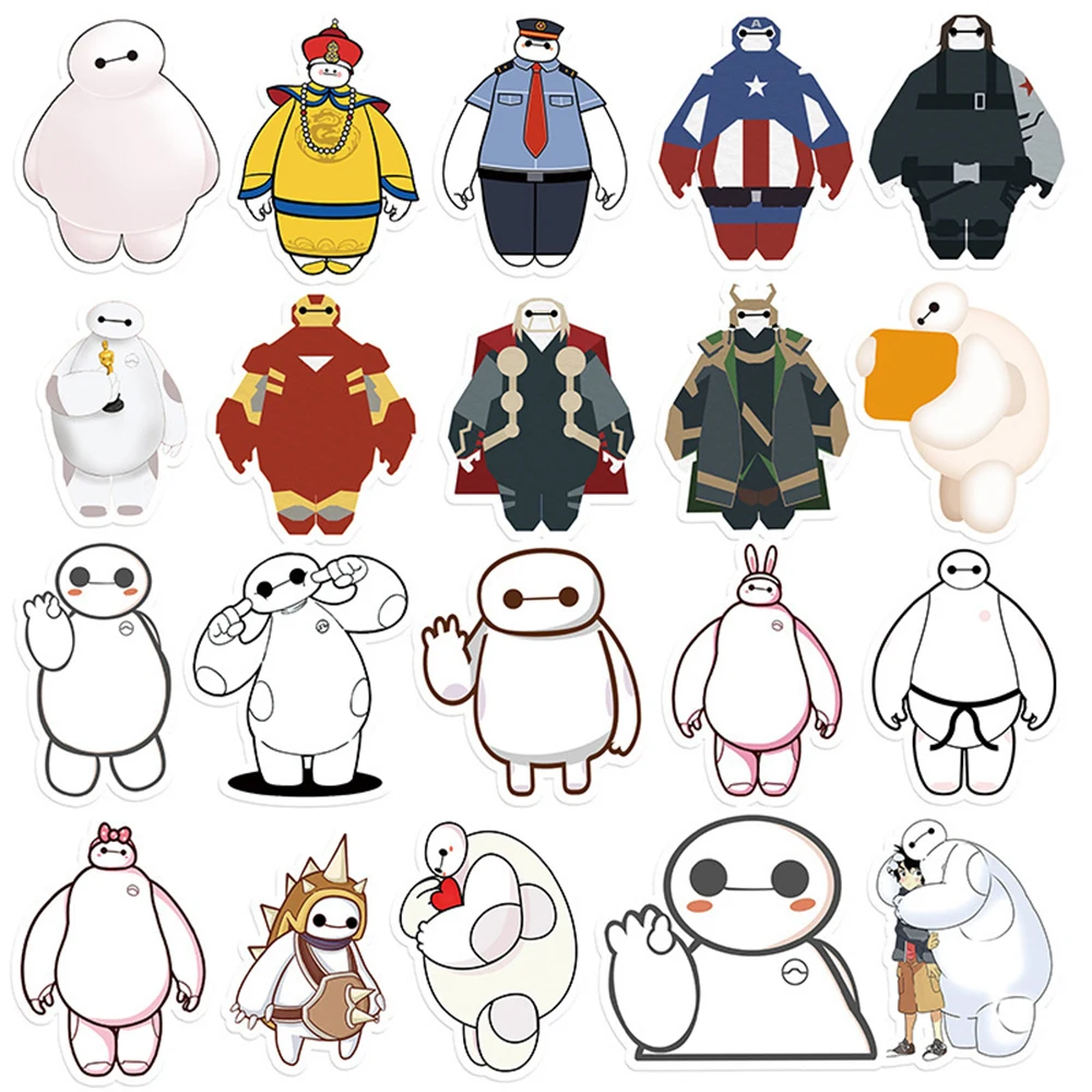 10/30/50pcs Big Hero 6 Baymax Stickers Anime Toys Waterproof DIY Graffiti Skateboard Laptop Car Cute Cartoon Kids Sticker Toys