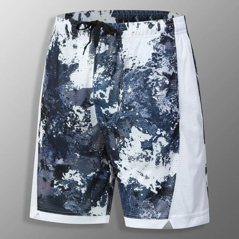 

Мужские камуфляжные быстросохнущие спортивные шорты 2026 года, свободные пляжные брюки 5/4 длины, модные летние шорты больших размеров для плавания и бега