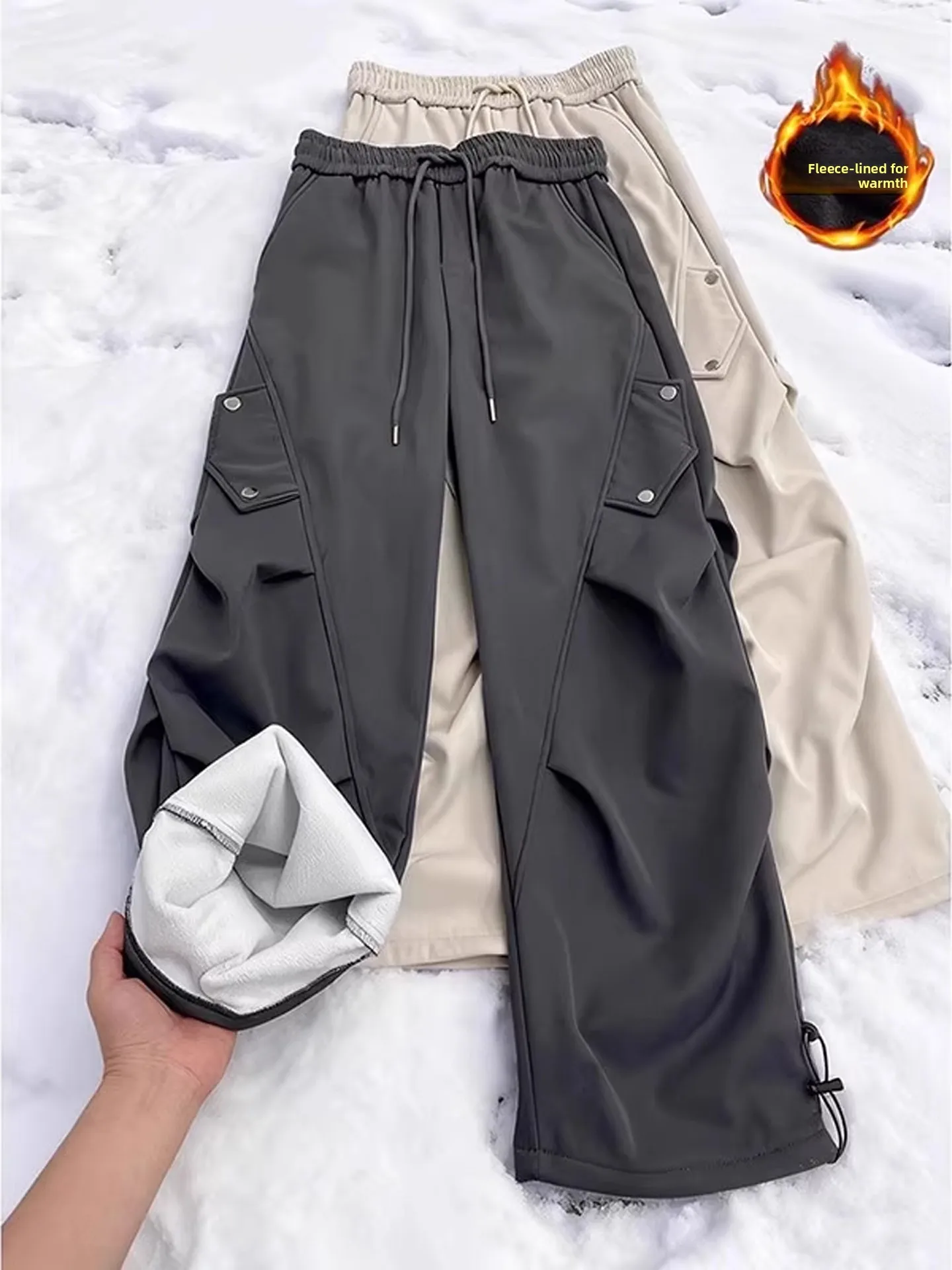 

Thiened Fce Lined Tee-Proof American Soft ell Men's Casual Pants for Autumn Winter Outdoor Sports Climbing Hiking