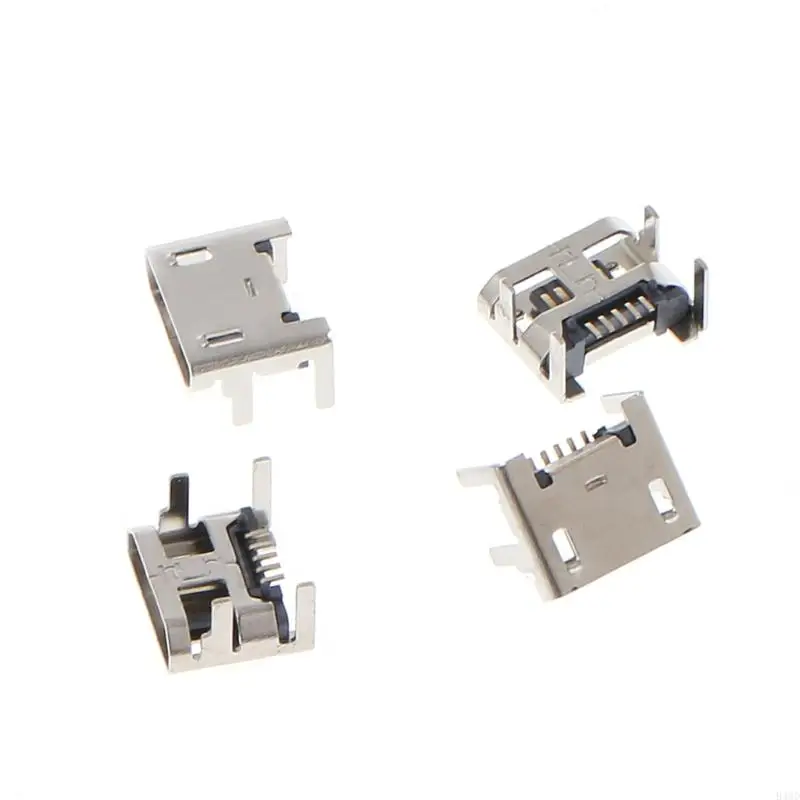 B46D 10 Pcs Micro USB Type 5 Pin Female Socket Connector 4 Legs 90 Degree