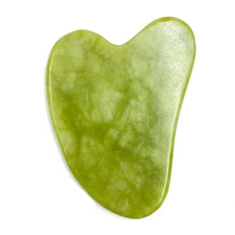 Placa de raspado Guasha de Jade Natural verde, masajeador Gua Sha, pieza Meridiana para cara y brazo