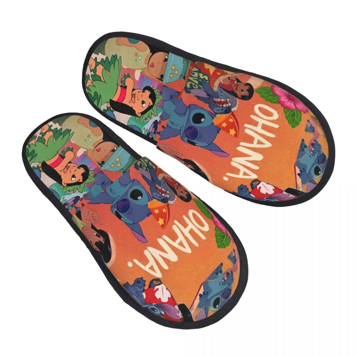 

Lilo & Stitch House Slippers Living Room Cute Cartoon Soft Household Fur Slides Slippers Non-skid