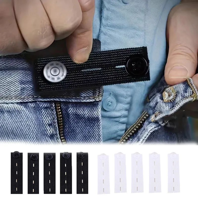 5Pcs Pant Extender Belt Unisex Waist Band Button Hooks for Trousers Jeans Skirts Maternity Garment DIY Sewing Accessory