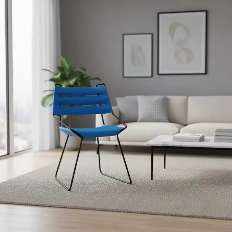 Modern Minimalist Stainless Steel Frame Saddle Leather Dining Chair for Viral Specialty Coffee Shop & Boutique Hotel Terrace Bar