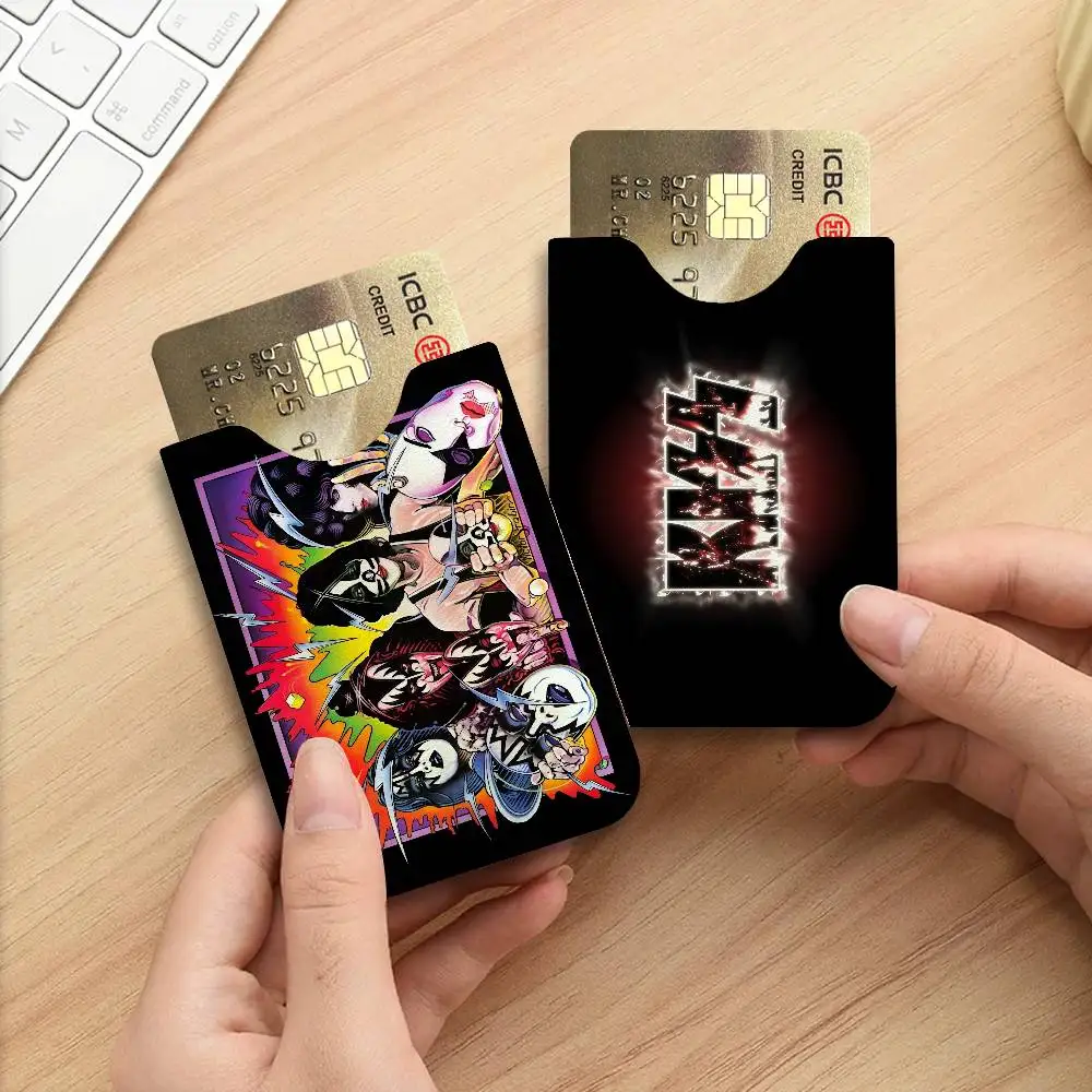 K-KISS BAND Creative Printed with Leather Protective Case Business Portable Letter Pattern Leather Credit Bags