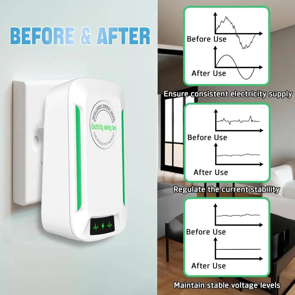 Electricity Energy Saver Pro Power Save 90V-250V Home Plugs Saving US/UK/EU Voltage Electricity Energy Save Box Office Stab S5G6
