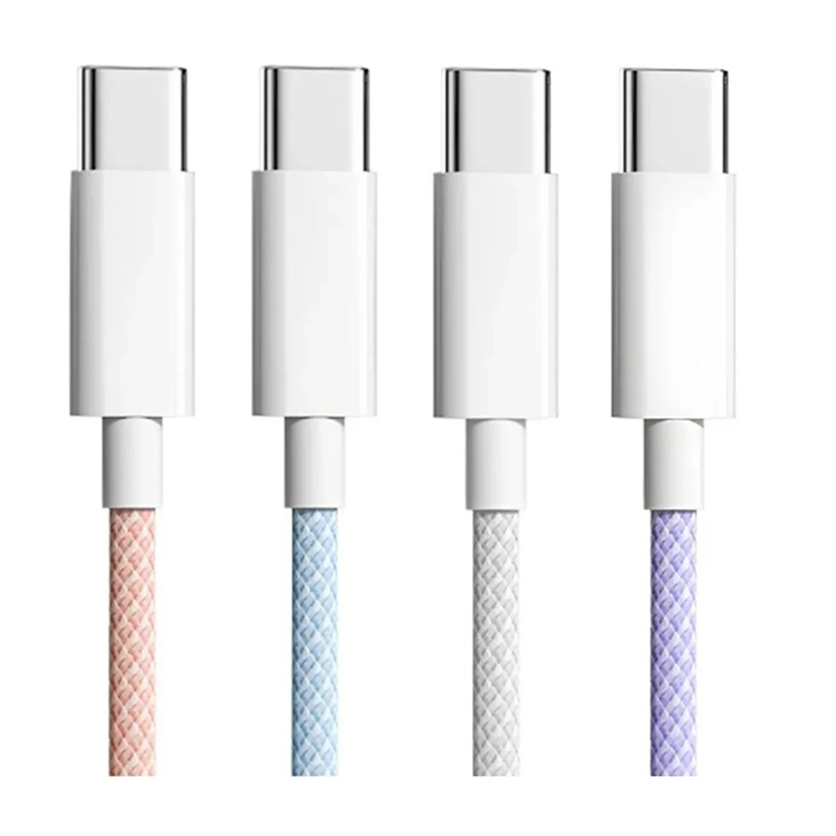 For IPhone 15 Macaron Data Cable Dual Type-C Fast Charging Braided Data Cable C to C 60W 100cm Charging Cable,Gray White NND