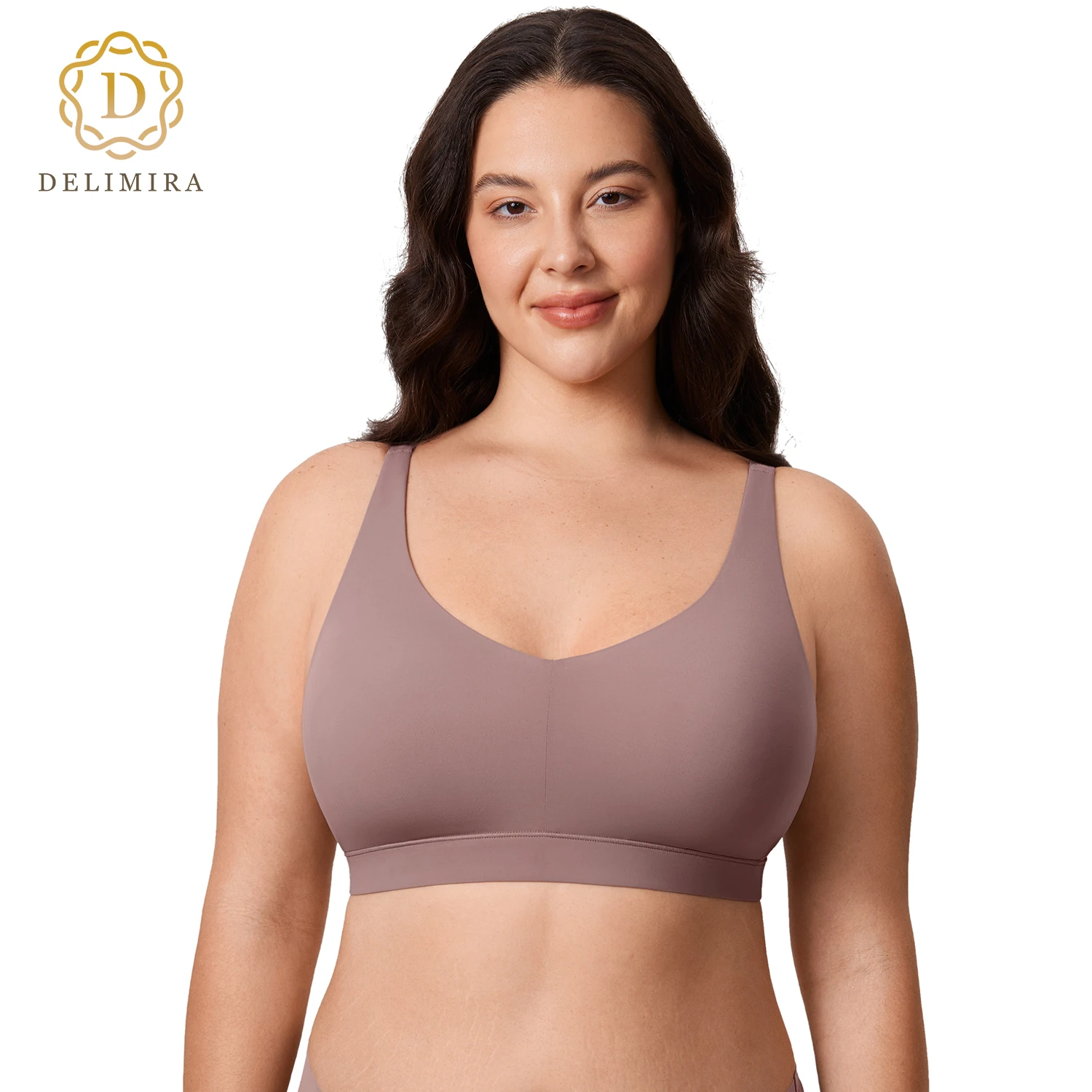 

DELIMIRA Women's Seamless Bra Full Coverage Bralette Plus Size No Underwire Unlined Bras