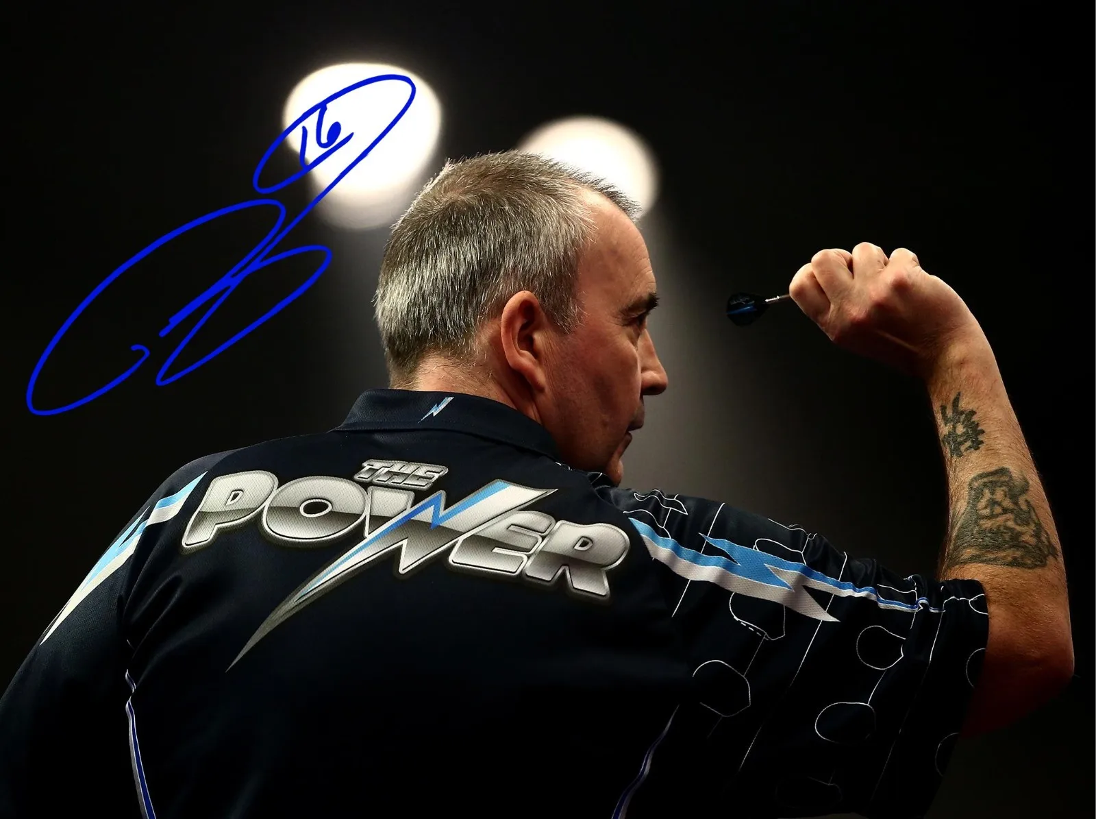 Phil Taylor ondertekende fotoprintposter gesigneerde darts memorabilia wanddecoratie Rome decoratie