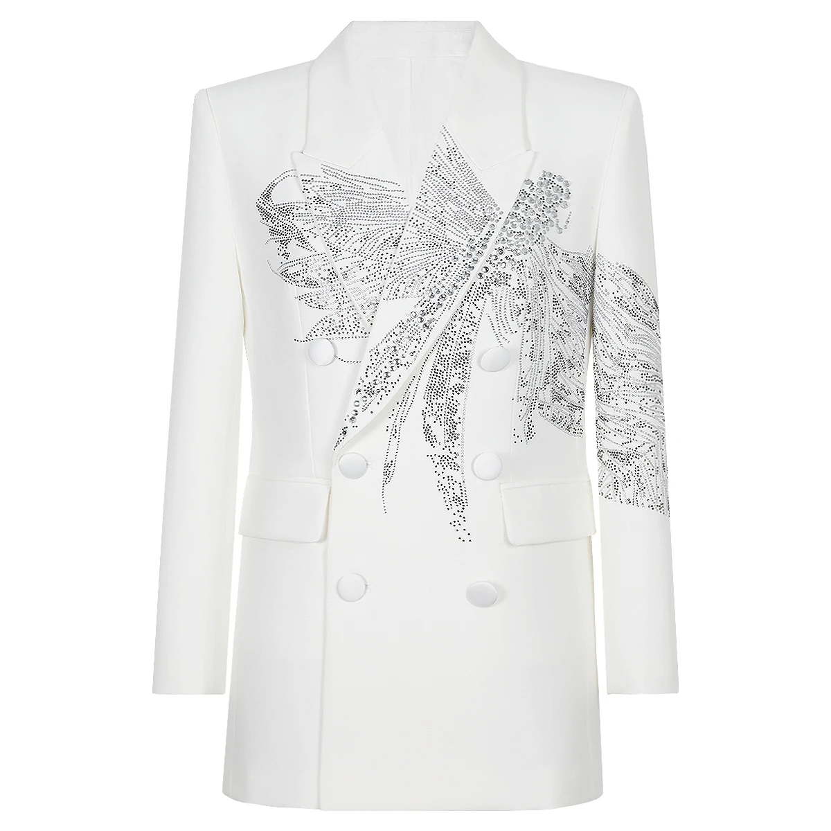 

High Quality Fashion New Exquisite Hot Stamping Luxury Double Breasted Long Sleeved Fitted Commuter Women's Jacket Coat