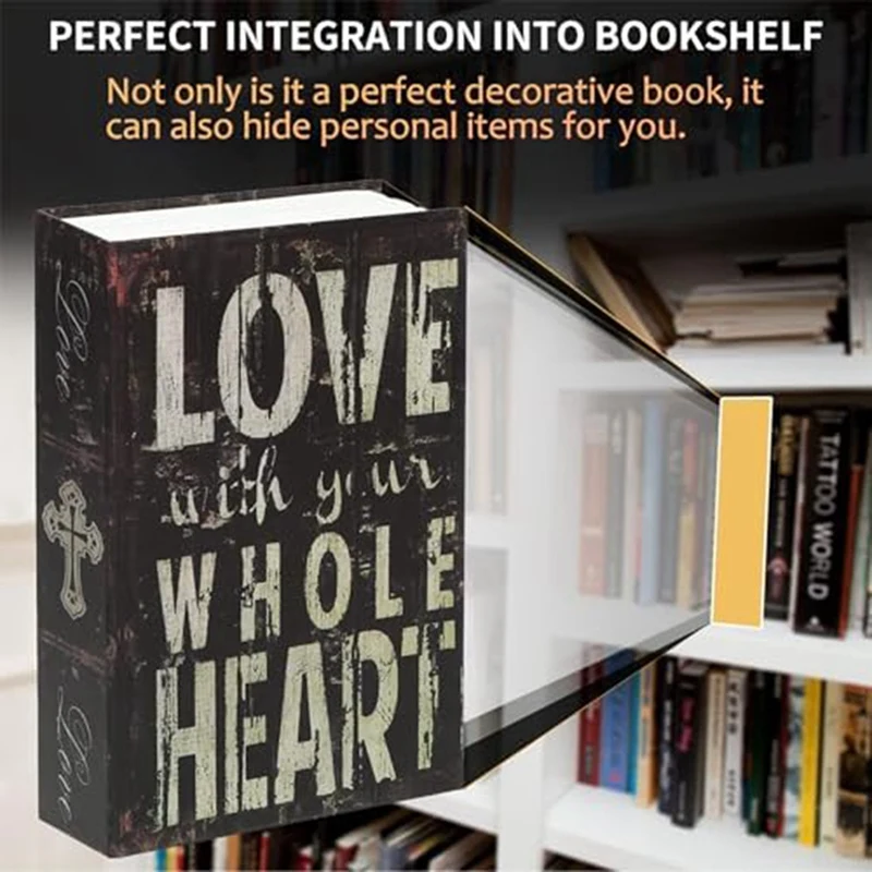 صندوق آمن للكتاب المزخرف اليومي مع قفل، كتاب صناعي عتيق آمن للديكور، كتاب التحويل السري