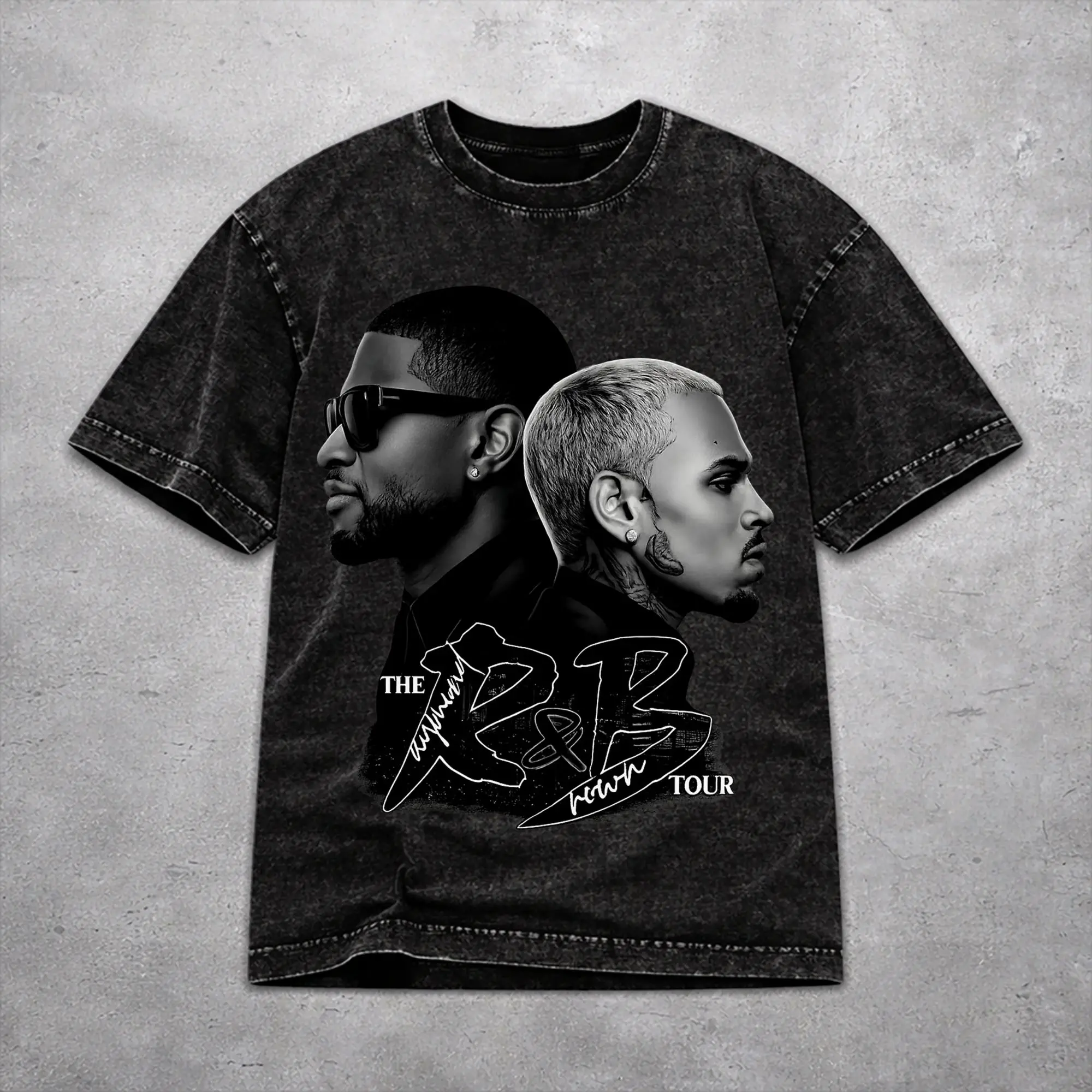 Women Men Chris Brown Usher R&B Tour 2026 Shirt Graphic Printed Washed Vintage  Harajuku Streetwear T-Shirts
