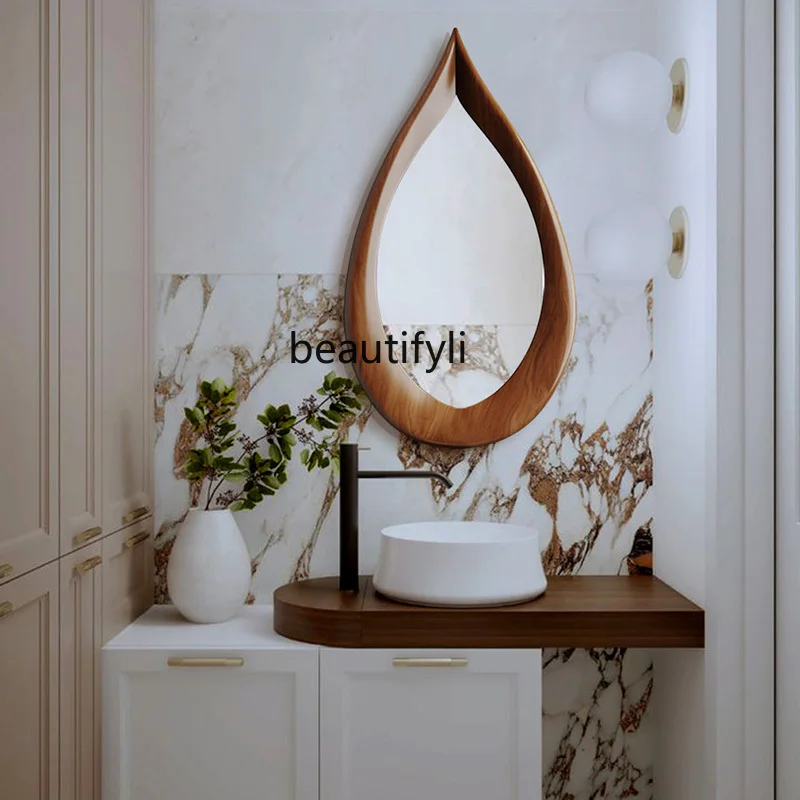 

Medieval creative water drop type wall-mounted bathroom mirror French smart bathroom bedroom makeup mirror