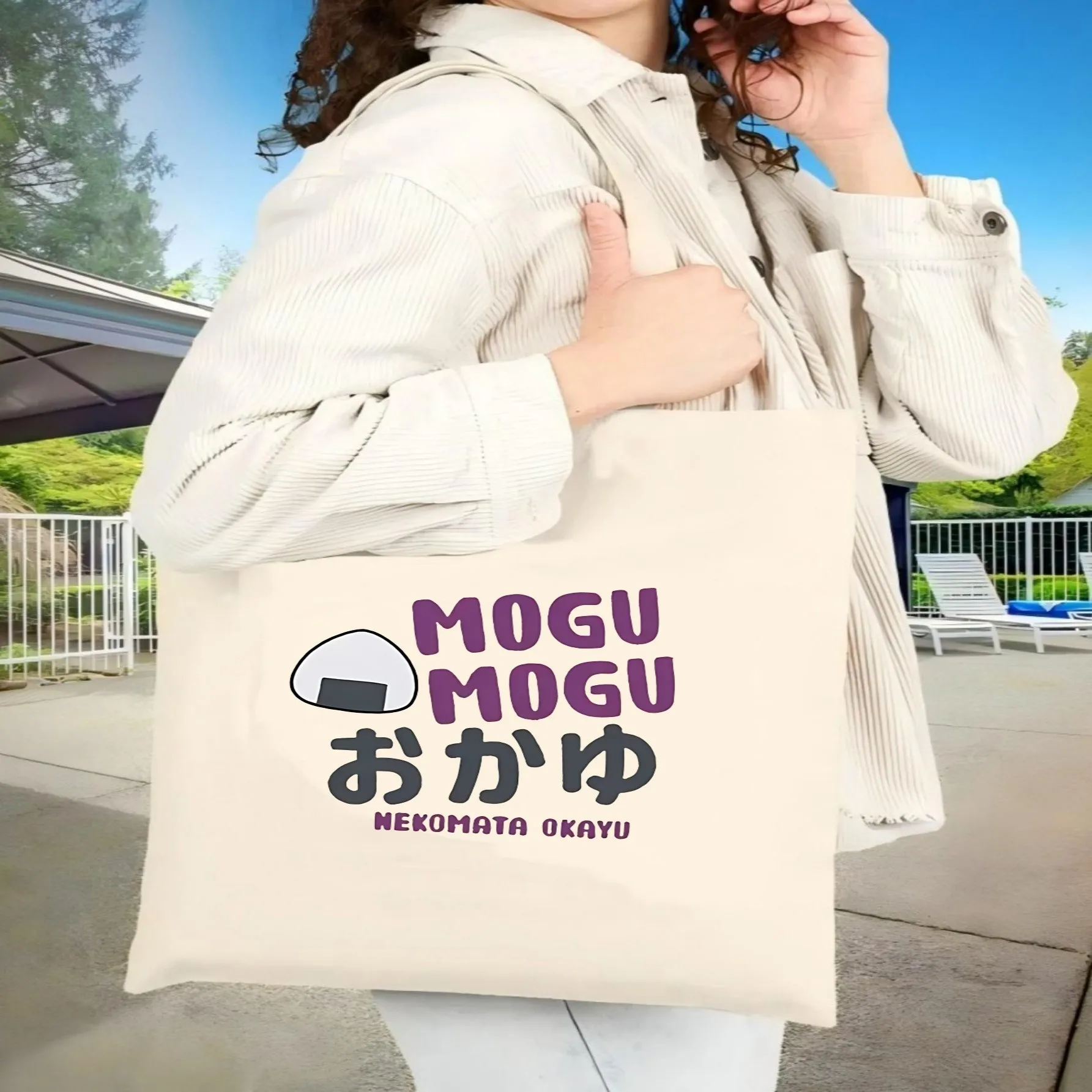 MOGU MOGU NEKOA OU 2026, Nueva Llegada, Bolso Tote de Lona Unisex, Espacioso, Duradero, Reutilizable, Multiusos, Bolso de Hombro para Uso Diario/Turismo