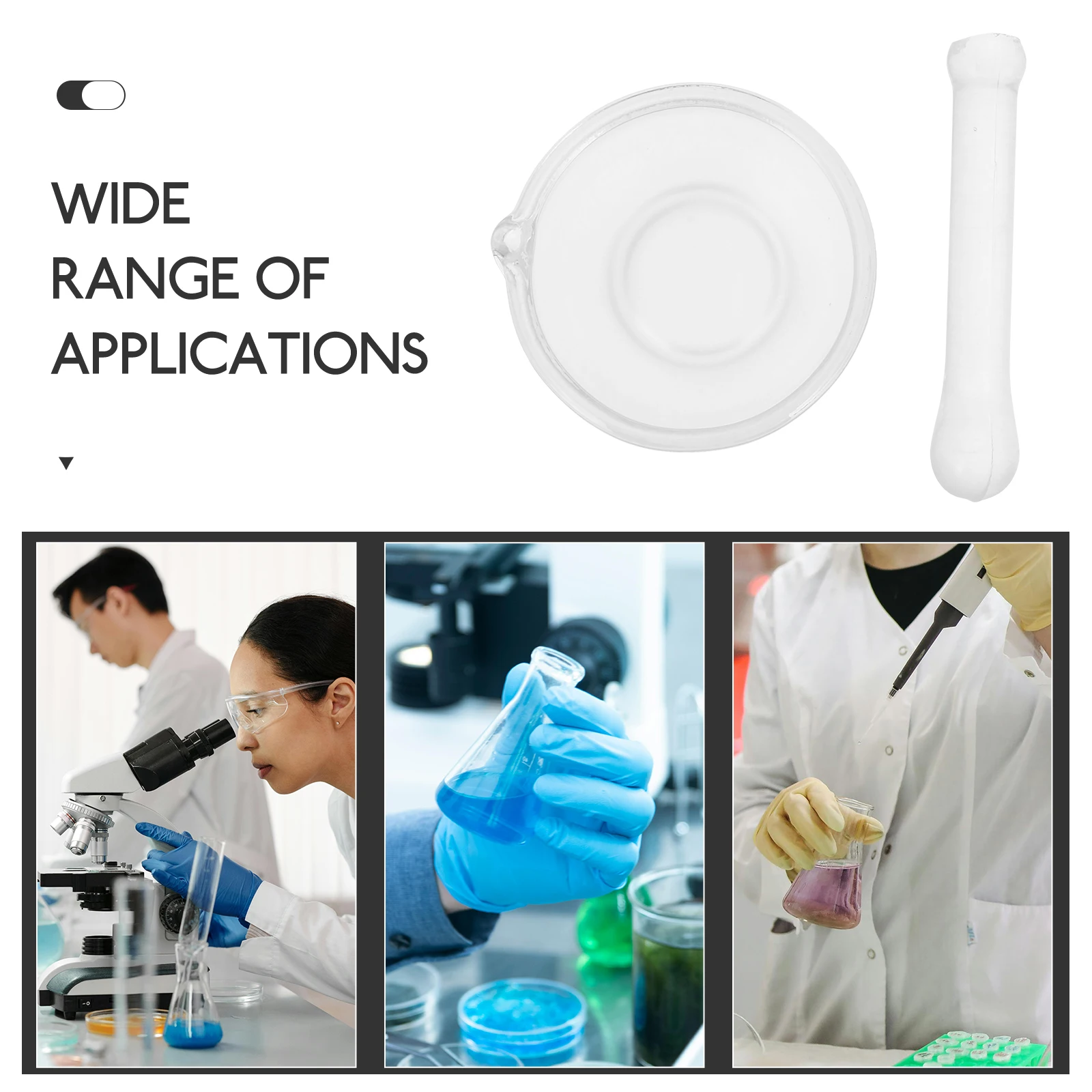 

1Set Glass Pestle Grinding Bowl Thickened Base Lab Equipment for Mixing Crushing Kitchen Use with Pestle Bowls