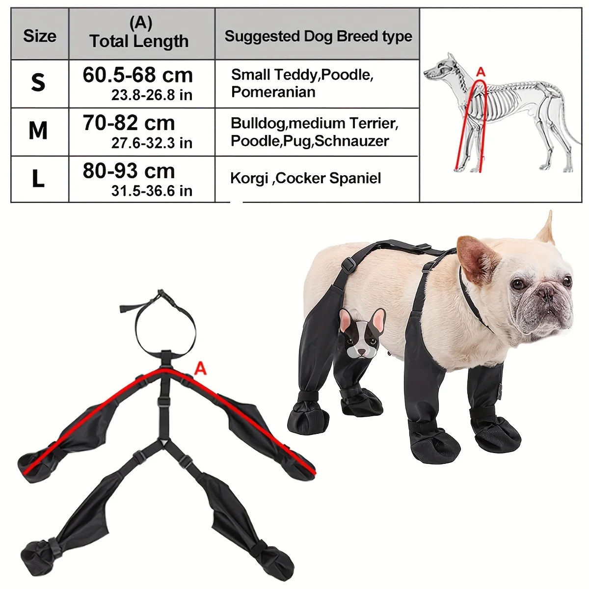 Suspender Boots for Dogs, 2024 New Dog Paw Boot Leggings Waterproof Dog Boots Anti-Slip Dog Shoes, Upgrade Dog Paw Protector wi