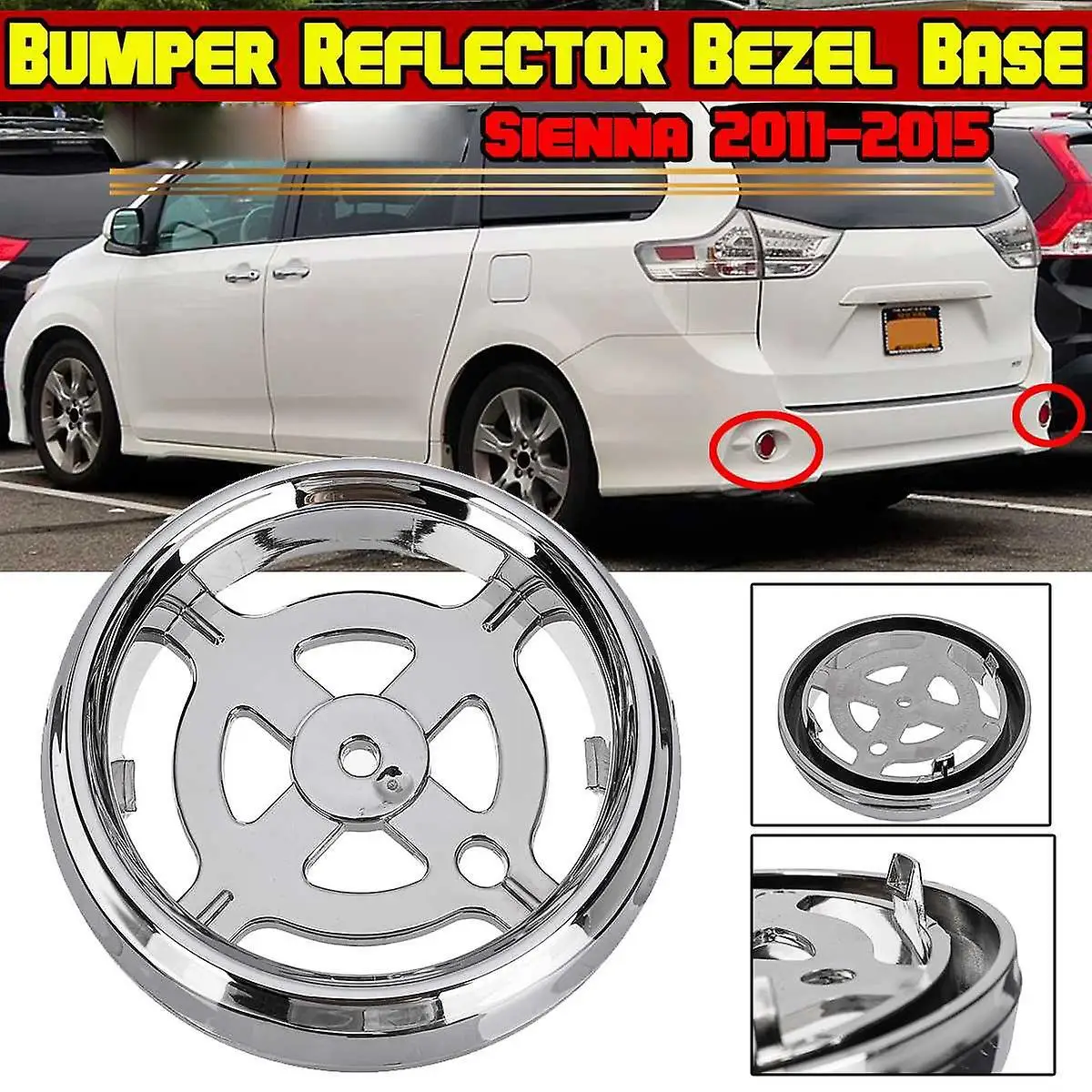 1pcs Car Rear Bumper Reflector Bezel Base Cover Cap For Toyota Sienna