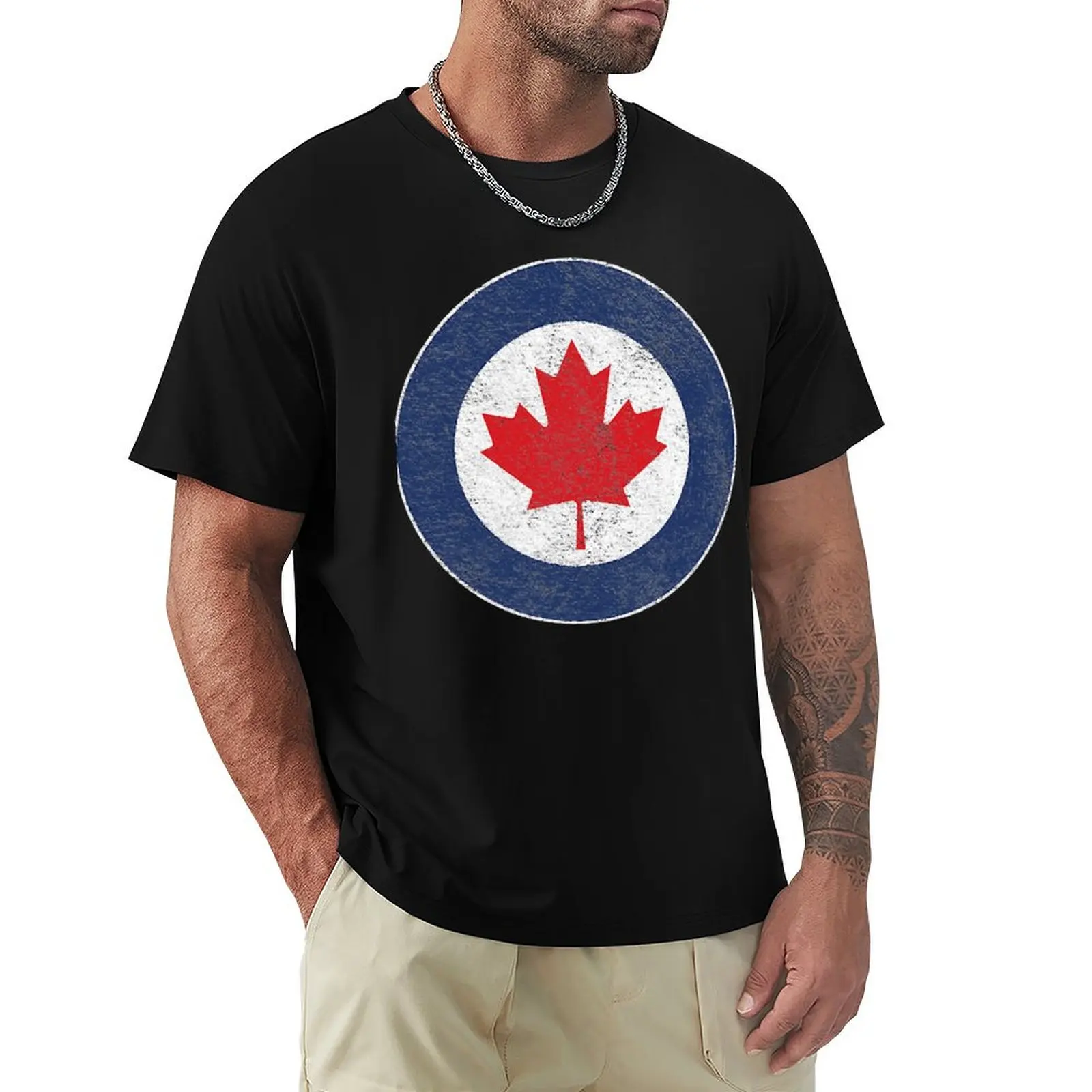 Camiseta RCAF Royal Canadian Air Force Roundel Maple Leaf, camiseta de manga corta para trabajo, color marrón