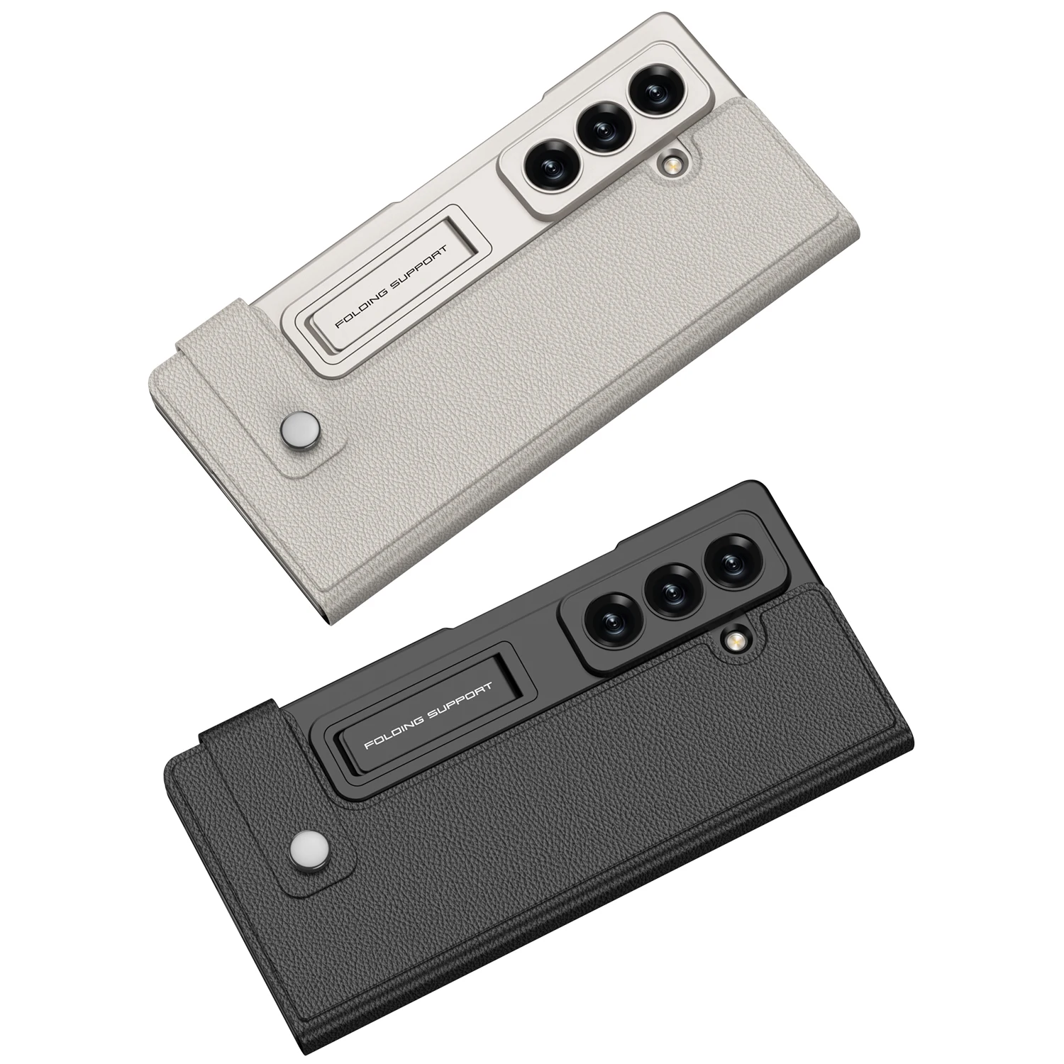 삼성 갤럭시 Z 폴드 7 고급 플립 카드 슬롯 홀더 가죽 폰 케이스 마그네틱 버튼 충격 방지 커버 (갤럭시 Z 폴드7 용)