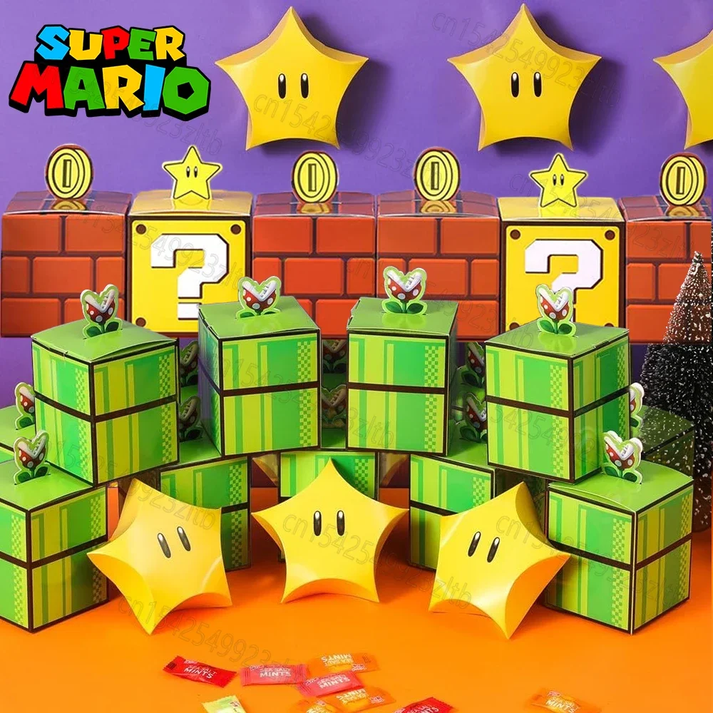 

Super Marios Gift Boxes Toys Cartoon Stars Question Blocks Box Children's Anime Figures Birthday Party Decoration Candy Box