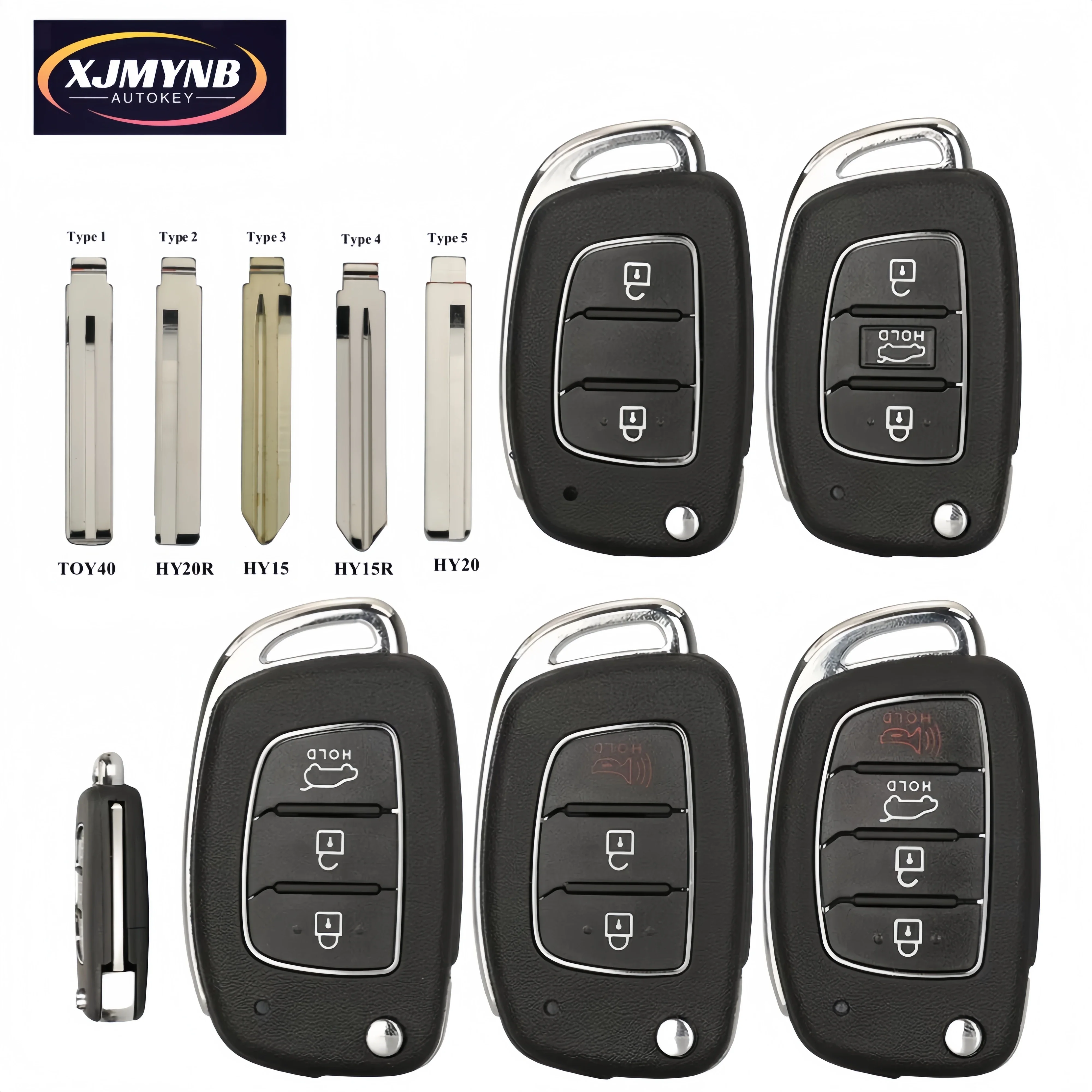 

XJMYNB For Hyundai Santa Fe Creta Elantra Verna Solaris IX25 IX35 IX45 HB20 5pcs Flip Remote Car Key Shell Horizontal Blade