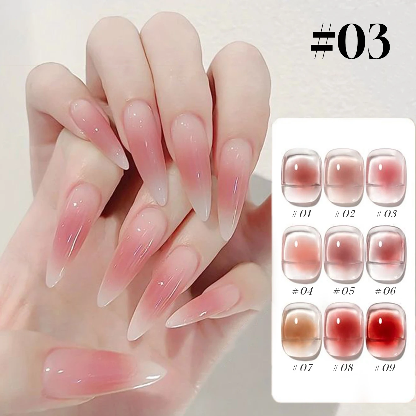 10ML 1-9pcs Internet Celebrity Autumn Pure Desire Blush Jelly Gel Nail Polish Ice Clear Pink Red Nude Nail Polish UV Light Nails