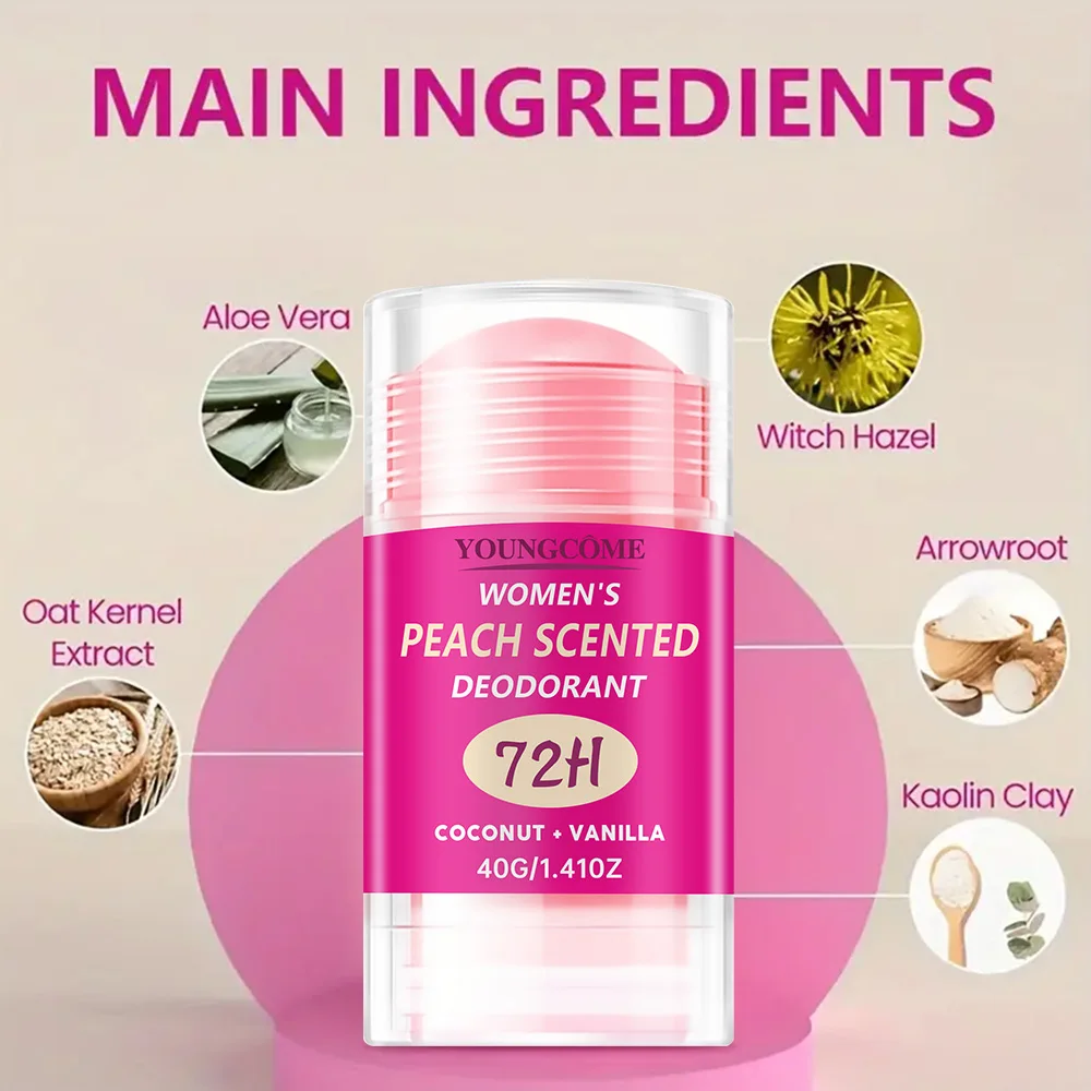 Körpergeruchsentferner Antitranspirant Stick Pfirsich Deodorant Achselentfernung für Frauen Mann Honig Pfirsich Stick Deodorant Stick 40g – Detail 3