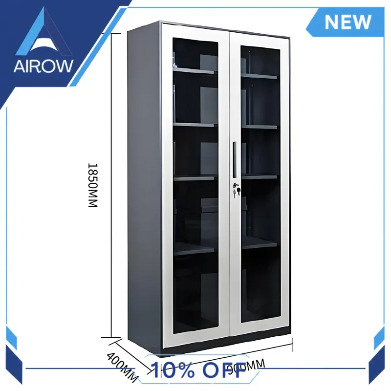 for Office Steel Filing Cabinet with Glass Door Metal Storage Cupboard Commercial Document Organizer for Home Business Use
