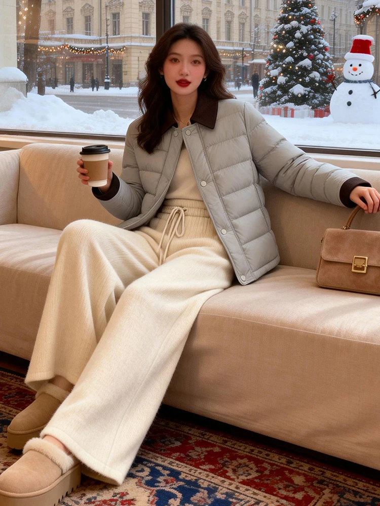 패셔너블한 퍼 안감 코튼 다운 재킷 여성용 겨울 신상 롱 슬리브 코튼 더플 코트 한국 스타일 루즈핏