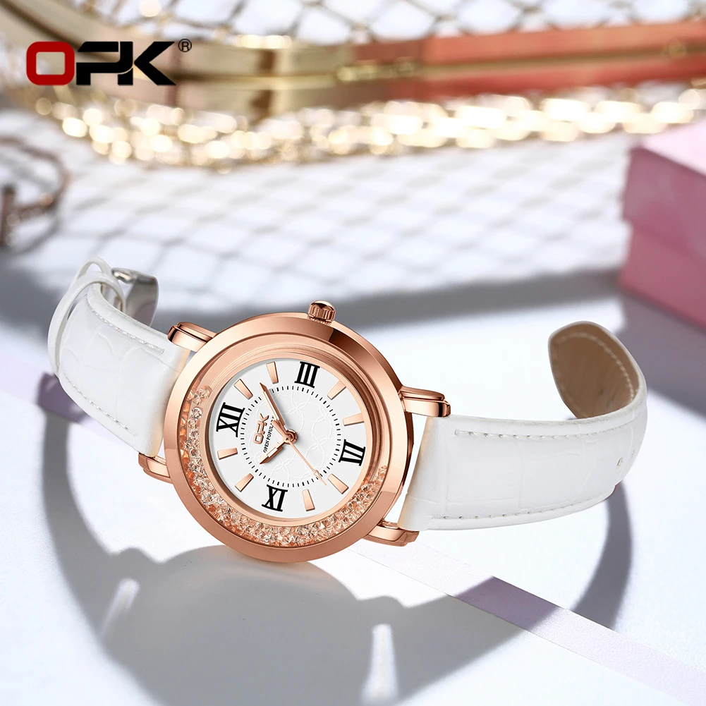 Orologio al quarzo da donna con scala per unghie reale a tre pin impermeabile di marca OPK 8611