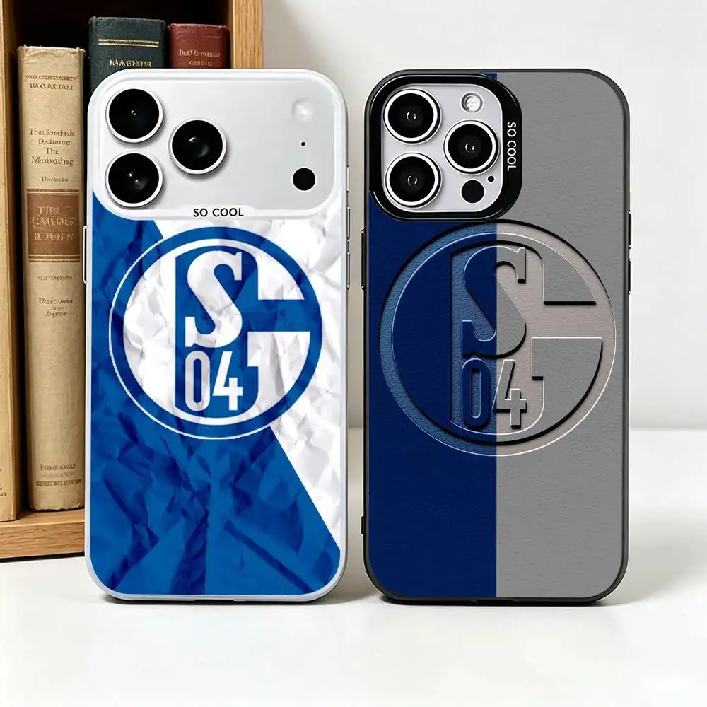 

S-strong -S-Schalke 04-S For iPhone 17 16 15 14 13 12 11 Pro Max XS 17 Air Silicone Colored Silver Bumper Cover