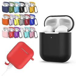 Silicone Cover For Airpods 1/2 Luxury Wireless Earphone Protective Cover Drop Proof Housing With Hook Headphone Accessories