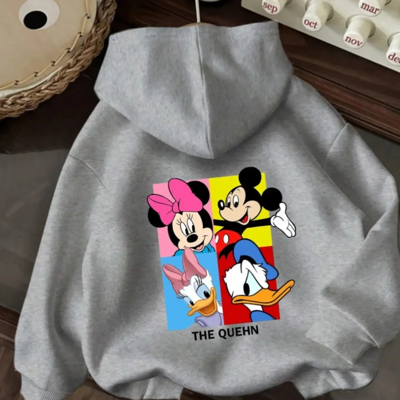 Felpa con cappuccio Topolino, Minnie Mouse, felpa con cappuccio stampata Quehn, abbigliamento casual Four Seasons, tessuto morbido e confortevole, lavabile in lavatrice