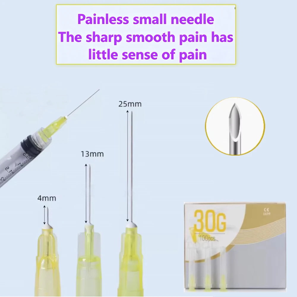 100pcs Eyelid Tools Painless Small Needle 4/13/25mm Painless Beauty Ultrafine 30G 4mm 30G 13mm 25mm Syringe Tattoo Needles Tools