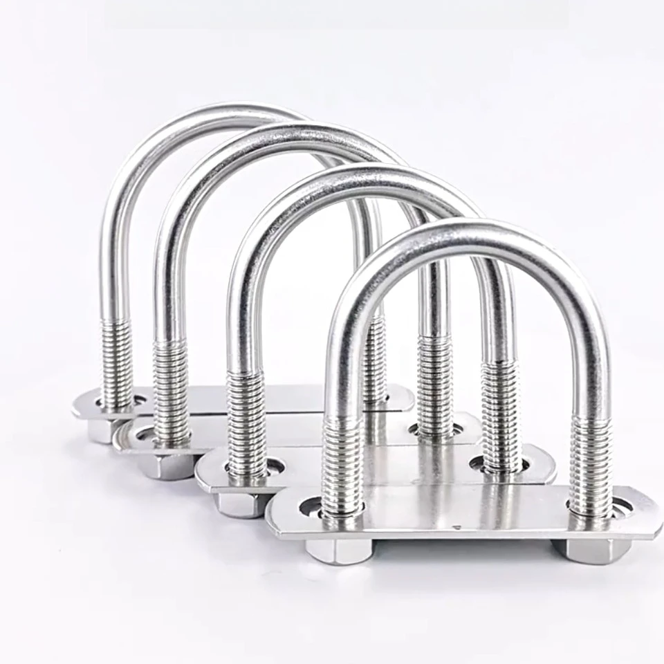 4pcs M6 304 stainless steel U-bolt screw with nut baffle, U-shaped clamp, embedded pipe clamp, pipe clip, fixing U-type fastener