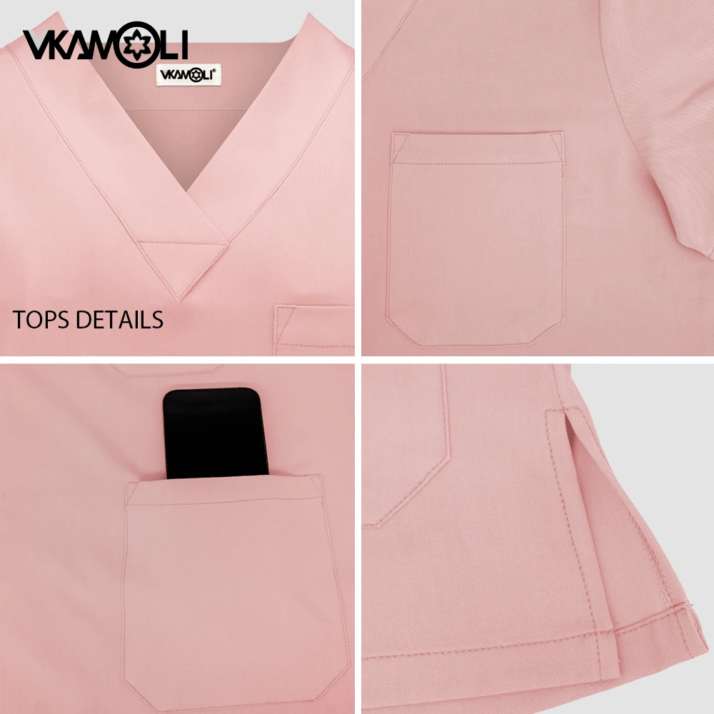 Conjunto de uniforme médico elástico de alta calidad para hombres y mujeres, Tops de manga corta, pantalones de Jogger, traje de enfermera y médico