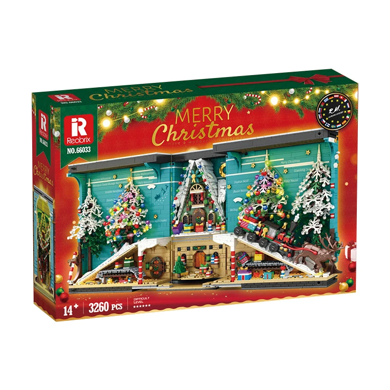 MOC-Serre-livres de Noël créatifs pour enfants, blocs de construction, briques d'assemblage, modèle de jouets, coffret cadeau, en stock, 66033