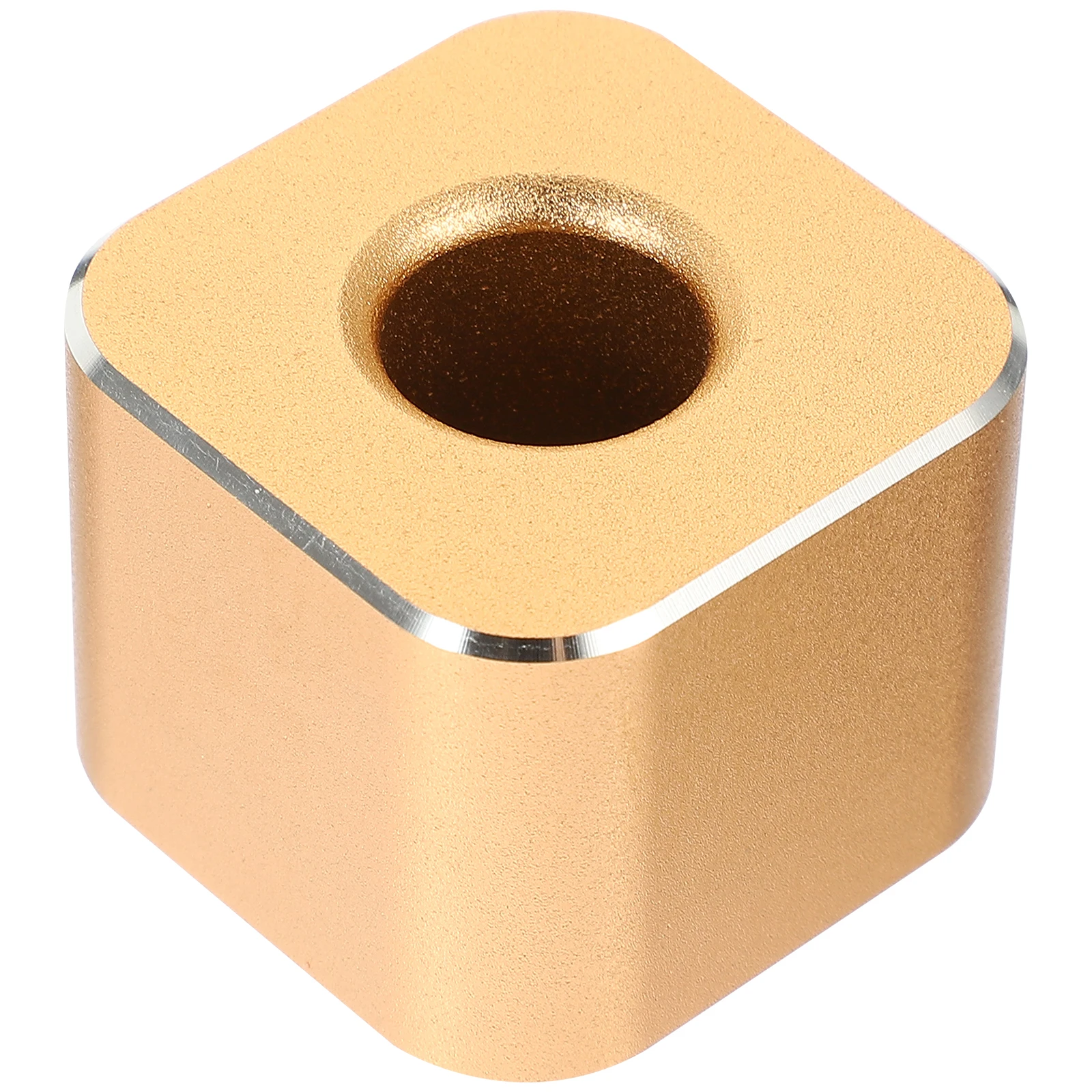 

Aluminum Alloy Single Pen Holder Cube Desk Stand for Office Use Round Hole Design Metal Pen Storage Solution for Quill