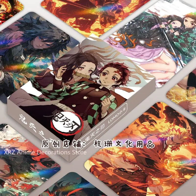 

55PCS Do Not Repeat Anime Kimetsu no Yaiba Lomo Laser Card Photocard Collection Ornament Postcard Cosplay Kids Halloween Gifts