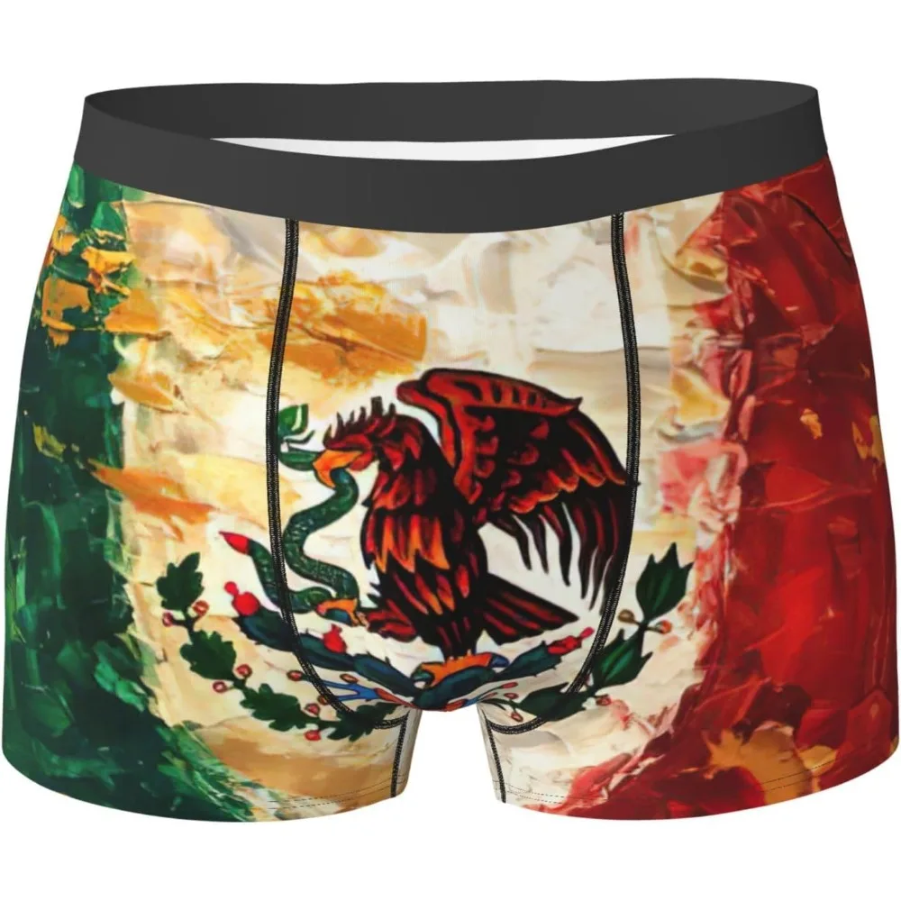 

Mexican American Flag Print Men's Boxer Briefs,Moisture Wicking Soft Comfort Stretch Breathable Sports Underwear