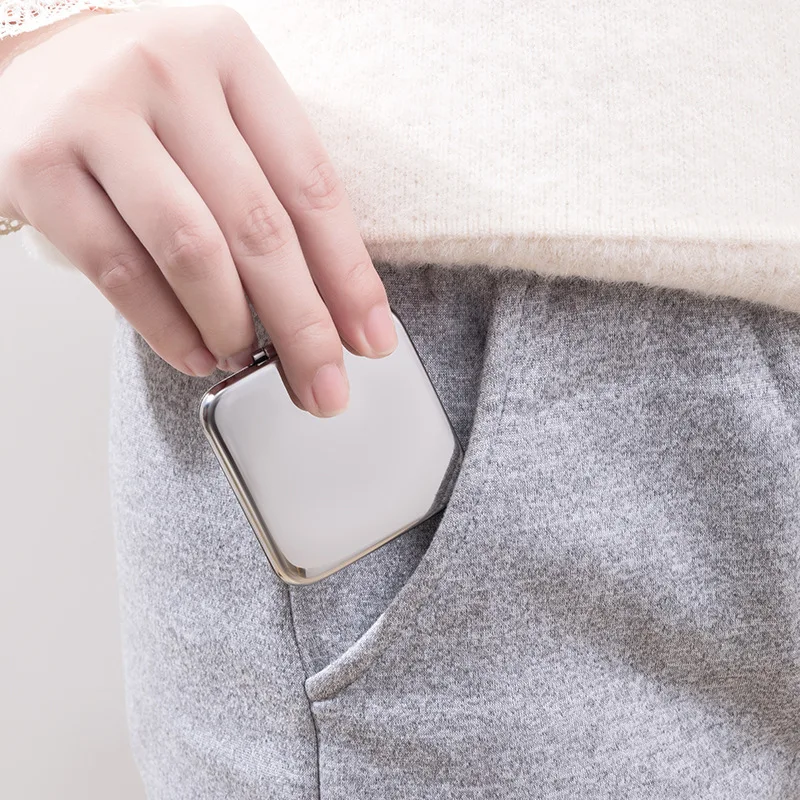 비산 방지 스테인리스 스틸 초슬림 접이식 휴대용 화장품 거울, 휴대용 여행 포켓 거울, 캠핑 메이크업 거울