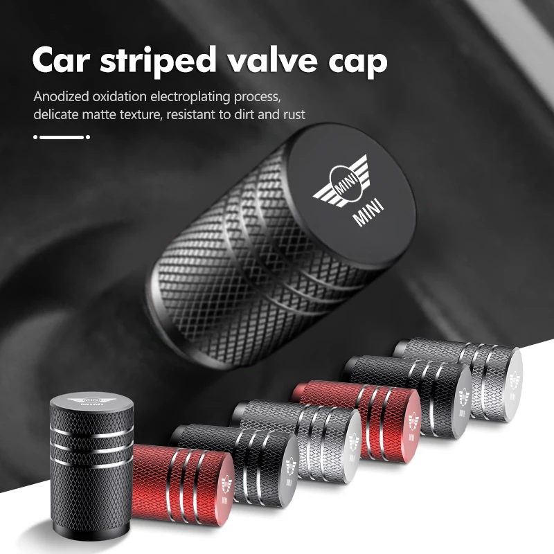 4Pcs Car Wheel Air Valve Dust Cap Metal Tire Valve Stem Cover For MINI Cooper JCW WORKS R55 R56 F55 F56 R57 R58 R59 R60 R50