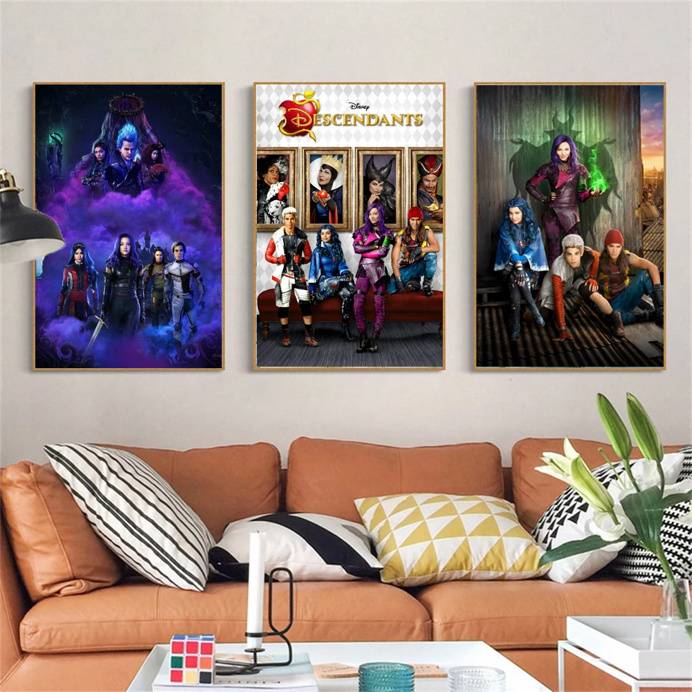 Disney Movie Descendants Poster Musical Fantasy Movie Wall Art Canvas Painting Prints Living Room Bedroom Home Decor