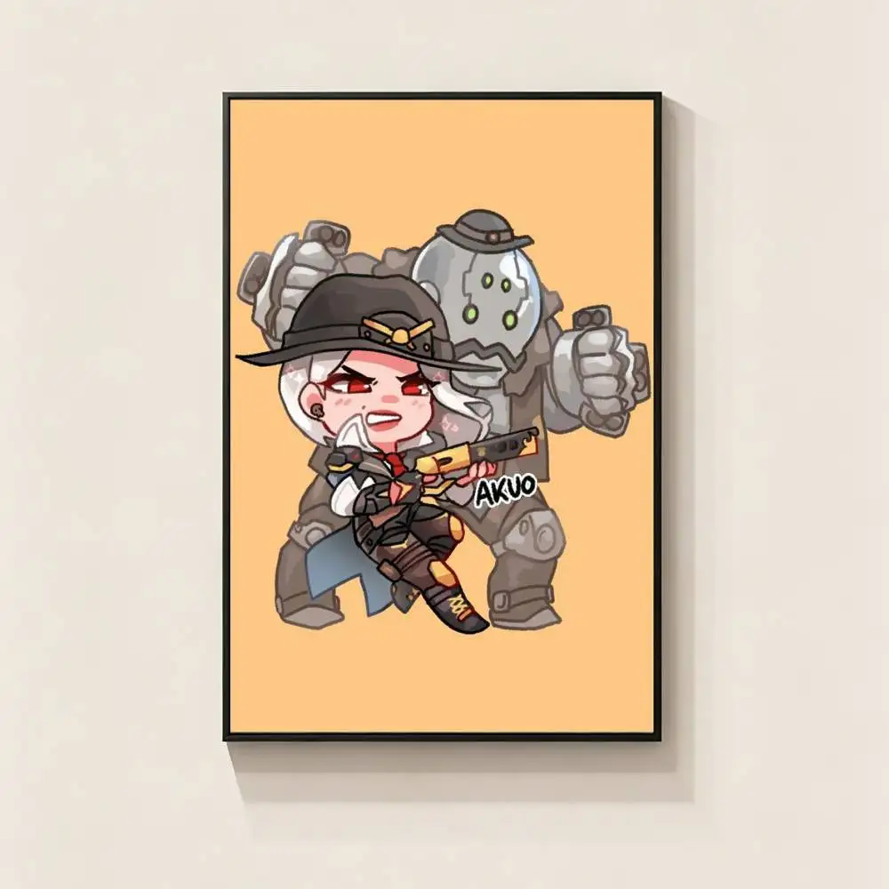 Ashe Bob O-Overwatch Game  Poster Perfect Space Sticker Self Adhesive for Office Home Theater Wall Art Decor Fancy Gift