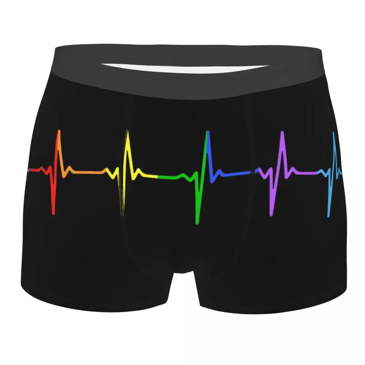 Men's Boxer Shorts Panties Rainbow Pulse Hearbeat LGBT Soft Underwear Gay Pride LGBTQ Lesbian Male Novelty Plus Size Underpants