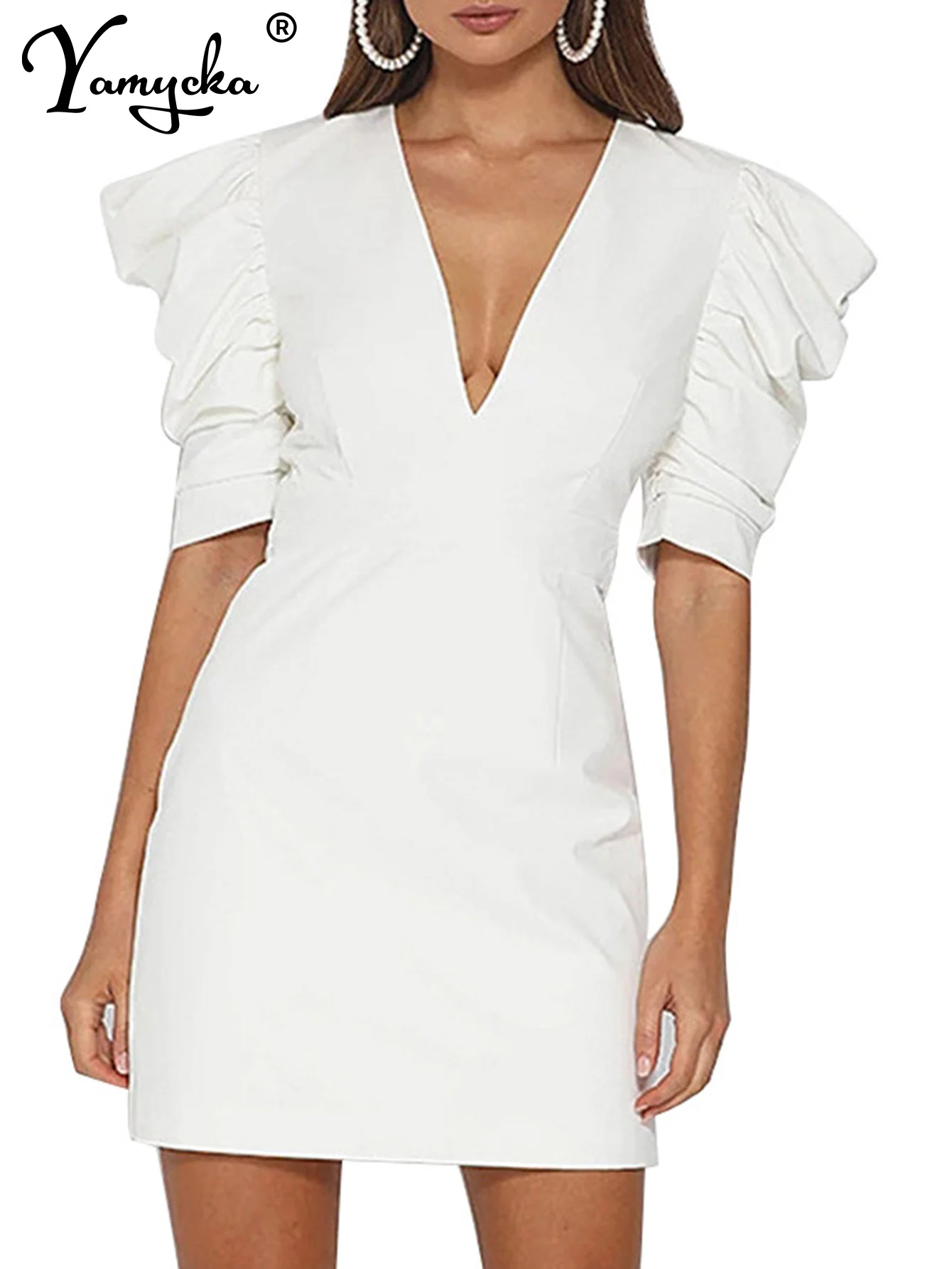 Seksowna biała mini letnia sukienka bez pleców damska elegancka obcisła swobodna klubowa sukienka na przyjęcie urodzinowe bal wieczorowe krótkie sukienki Vestidos