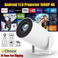 2026 Nuevo Proyector HY300 con WiFi6 y BT5.0, Proyector portátil 1080P/4K Compatible con Proyector Android inteligente Keystone automático