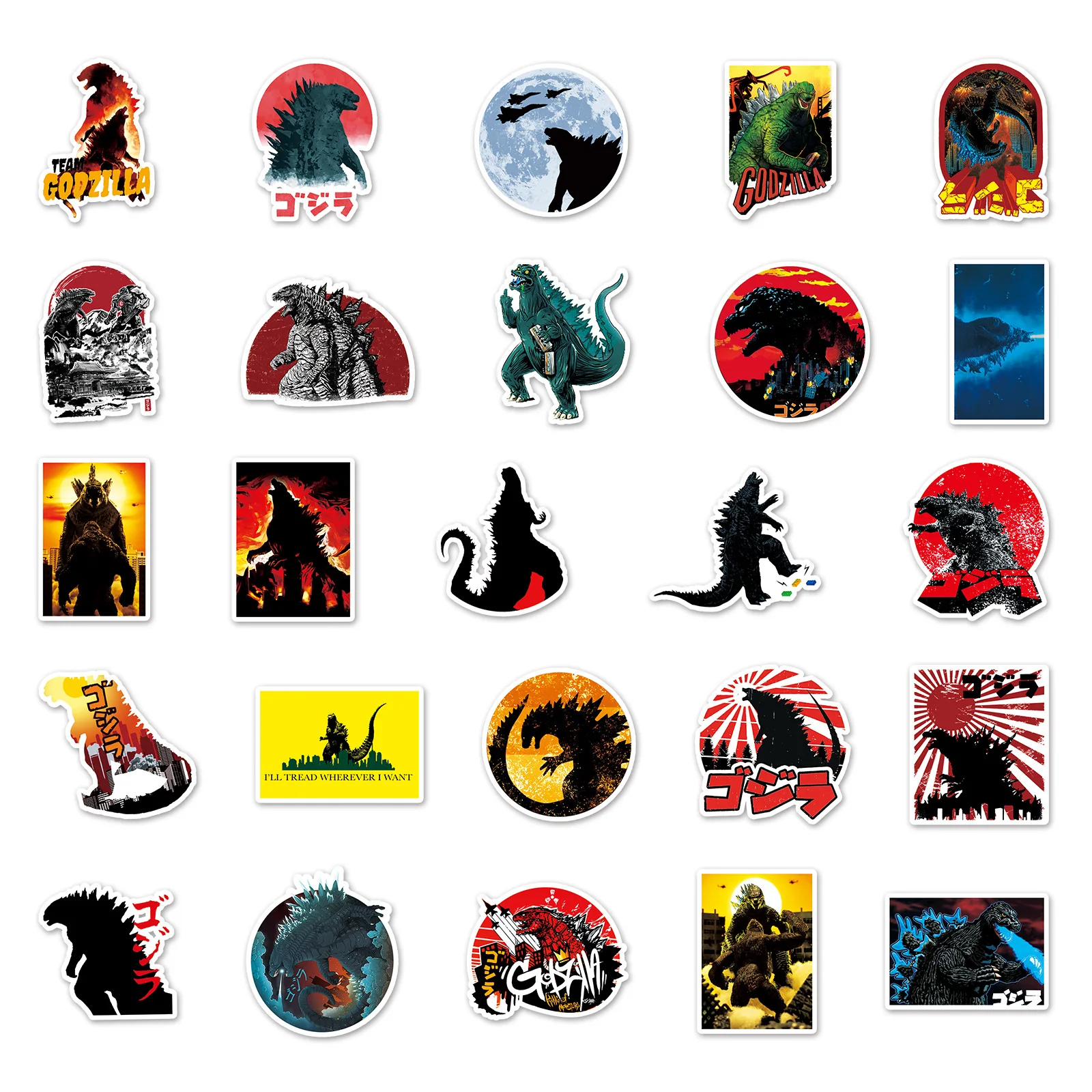 50 Monster Godzilla Anime Cartoon Graffiti Stickers decorativo Laptop moto Skateboard Car Water Cup adesivo impermeabile