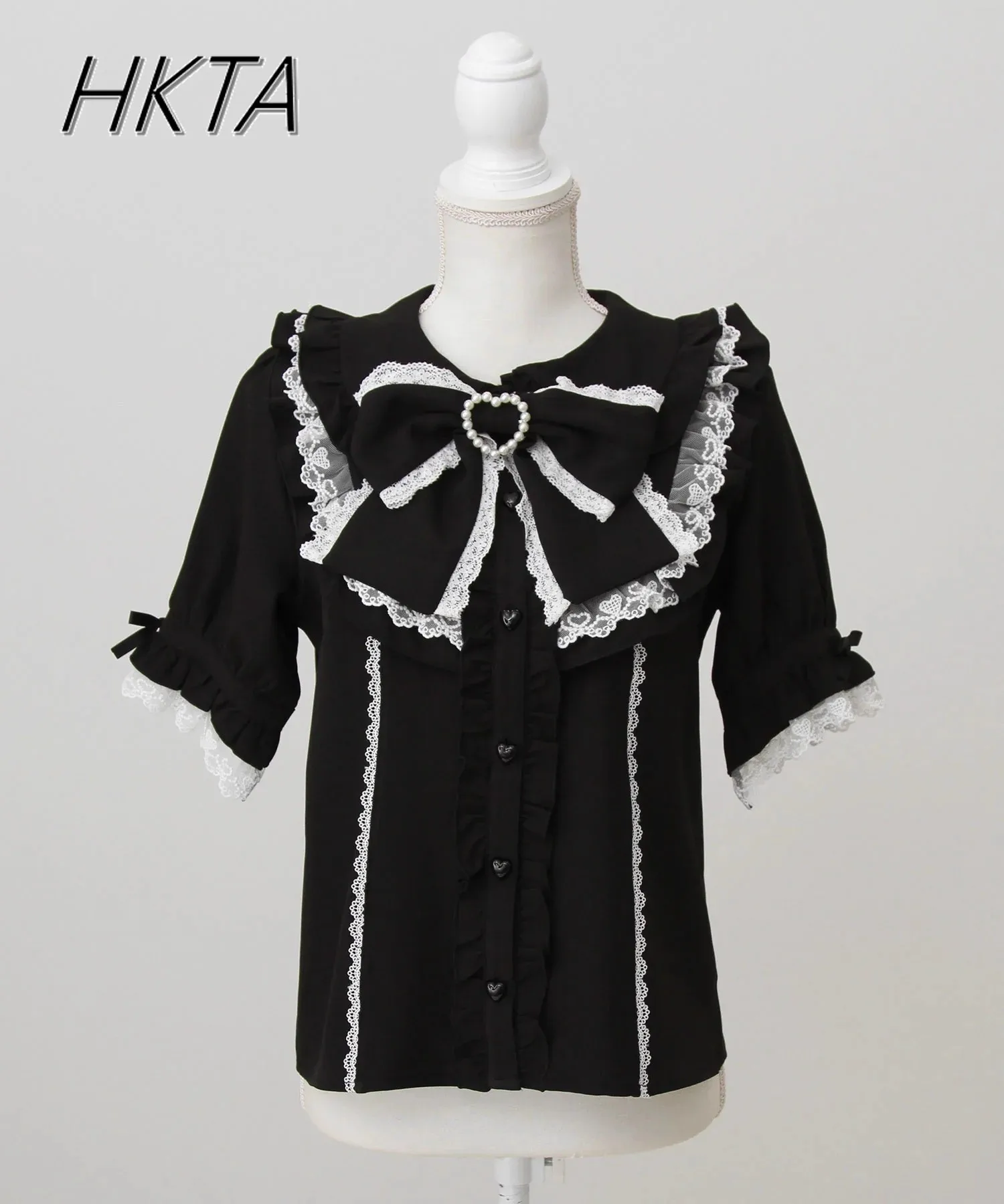 Camicie Lolita nuove estive dolci giapponesi da donna con fiocco colletto per bambola carino camicia a maniche corte con bordo in pizzo camicette bianche da donna