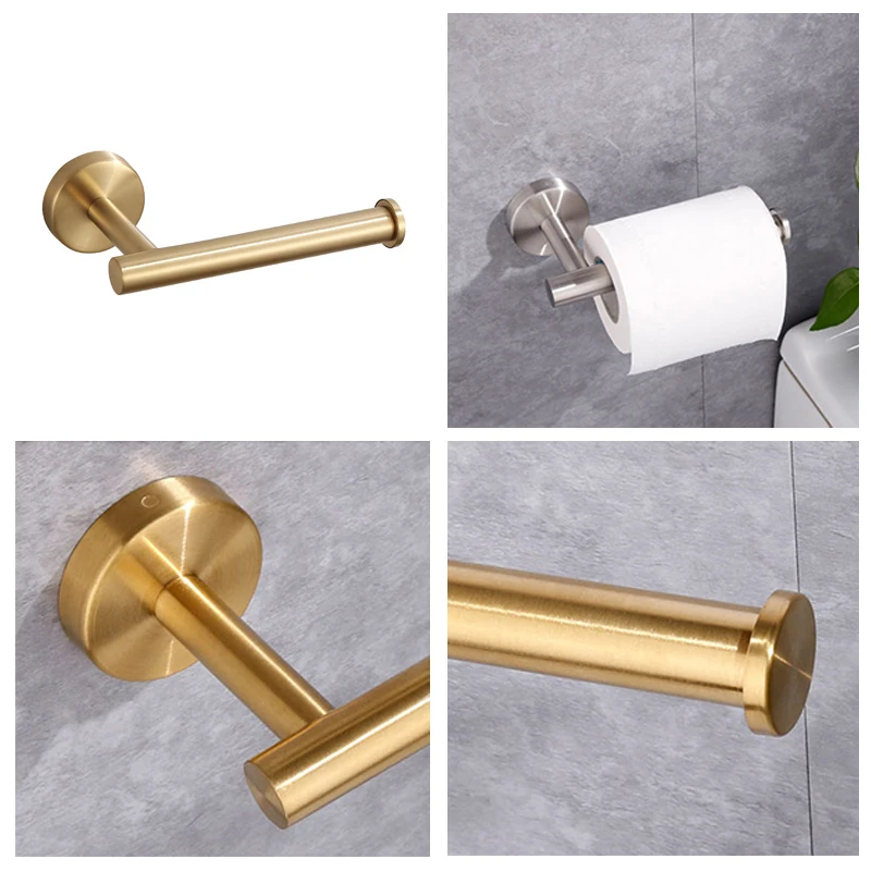 Drill Mount Brushed Silver Stainless Steel Paper Towel Holder, Wall Mounted Tissue Roll Rack for Kitchen Bathroom Toilet image 2